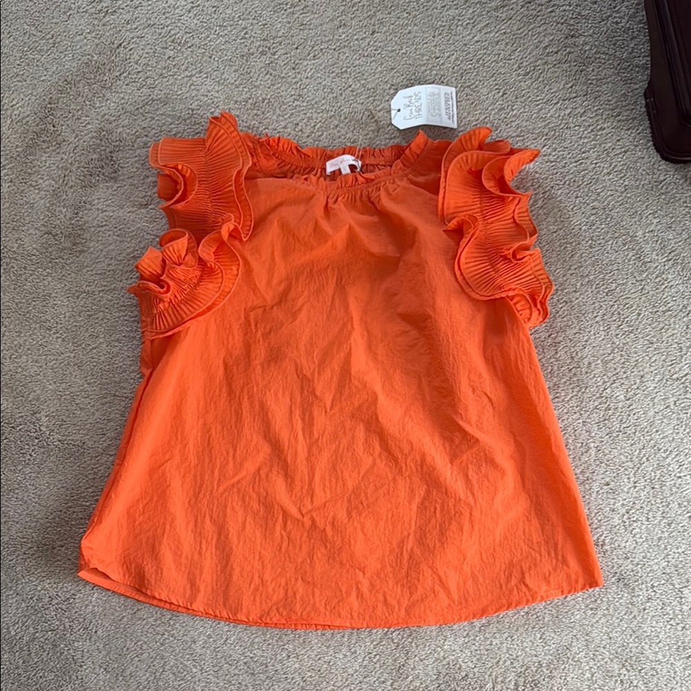 Ces Femme Orange Ruffle Bodysuit
